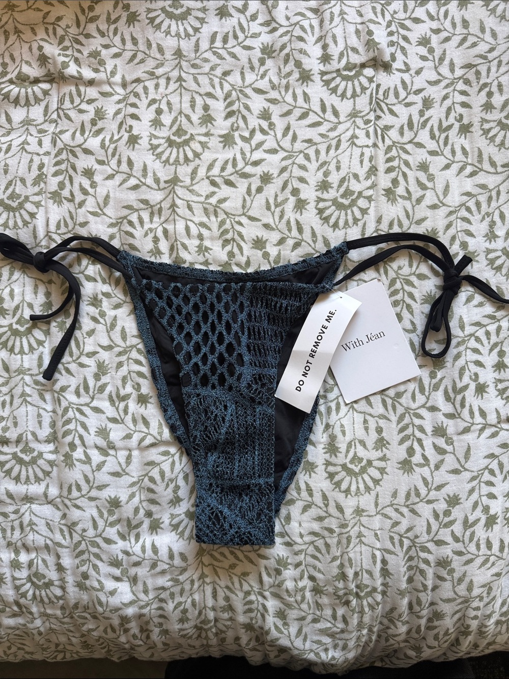 With Jean 'Teal Crochet Tie-Side Bikini Bottom'; NWT SMALL